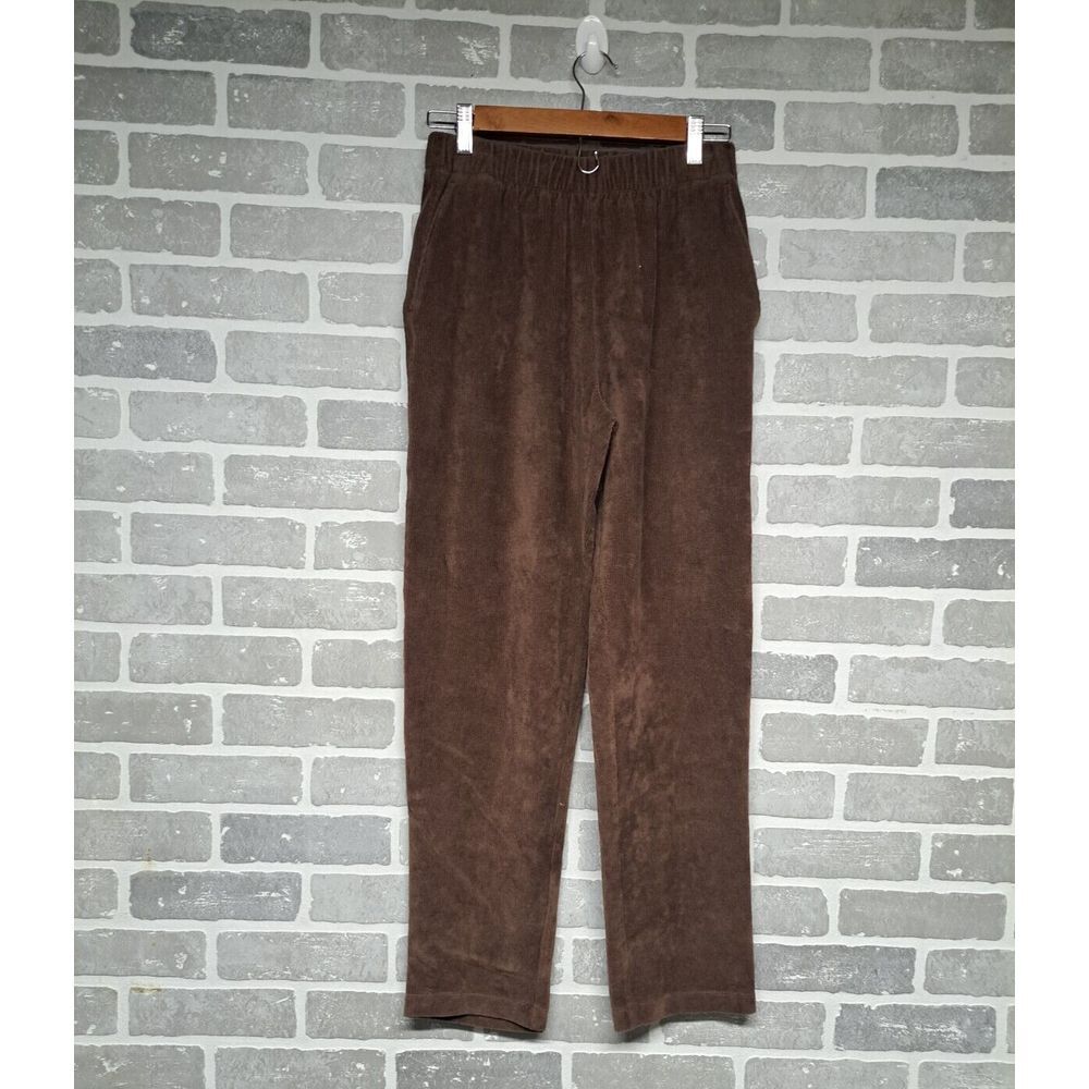 Lands' End Womens  Sport Knit Brown Corduroy Pants Pull-On Elastic Waist  XSmall